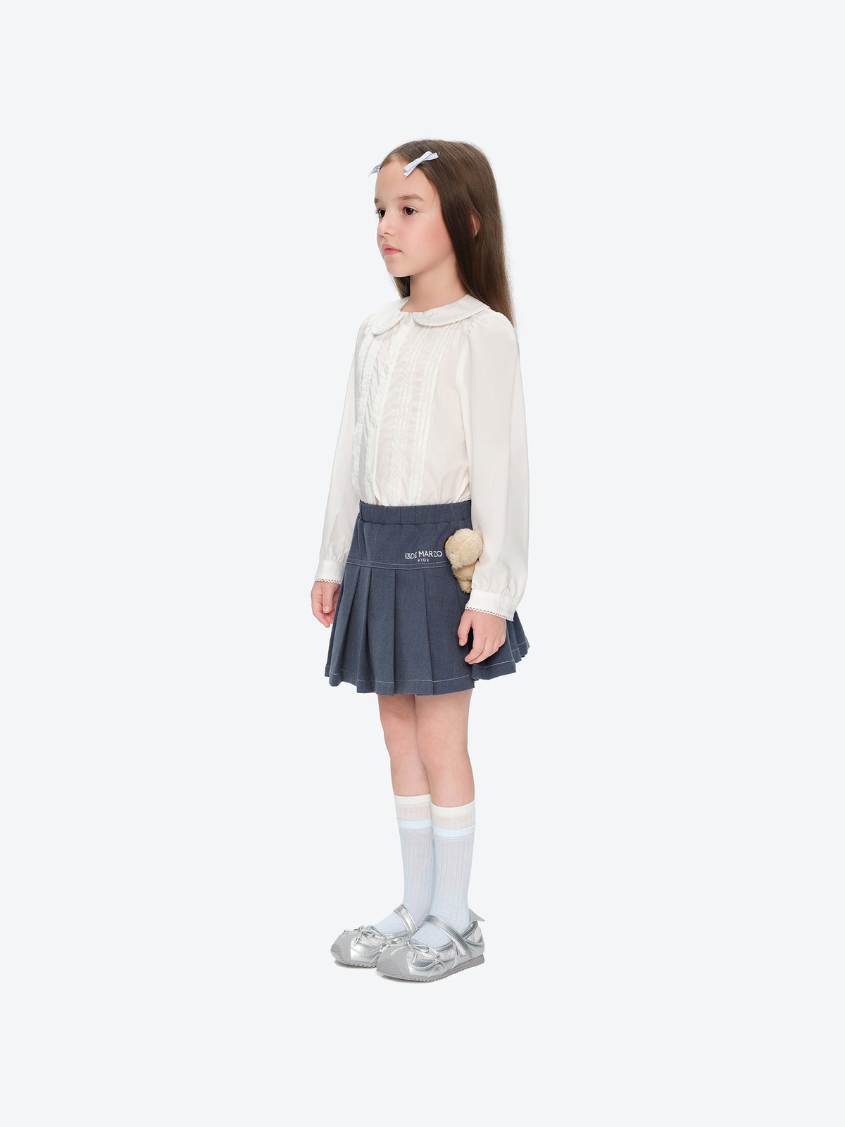 13DE MARZO BabyBear Suit Pleated Skirt Navy Blue