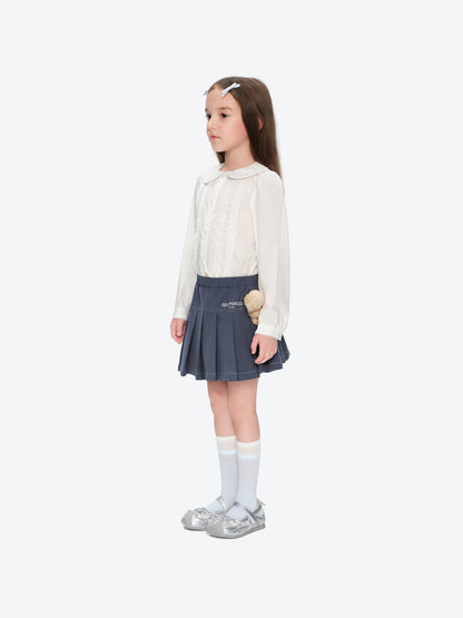 13DE MARZO BabyBear Suit Pleated Skirt Navy Blue