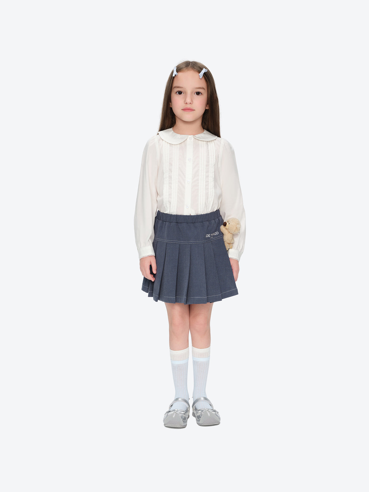 13DE MARZO BabyBear Suit Pleated Skirt Navy Blue
