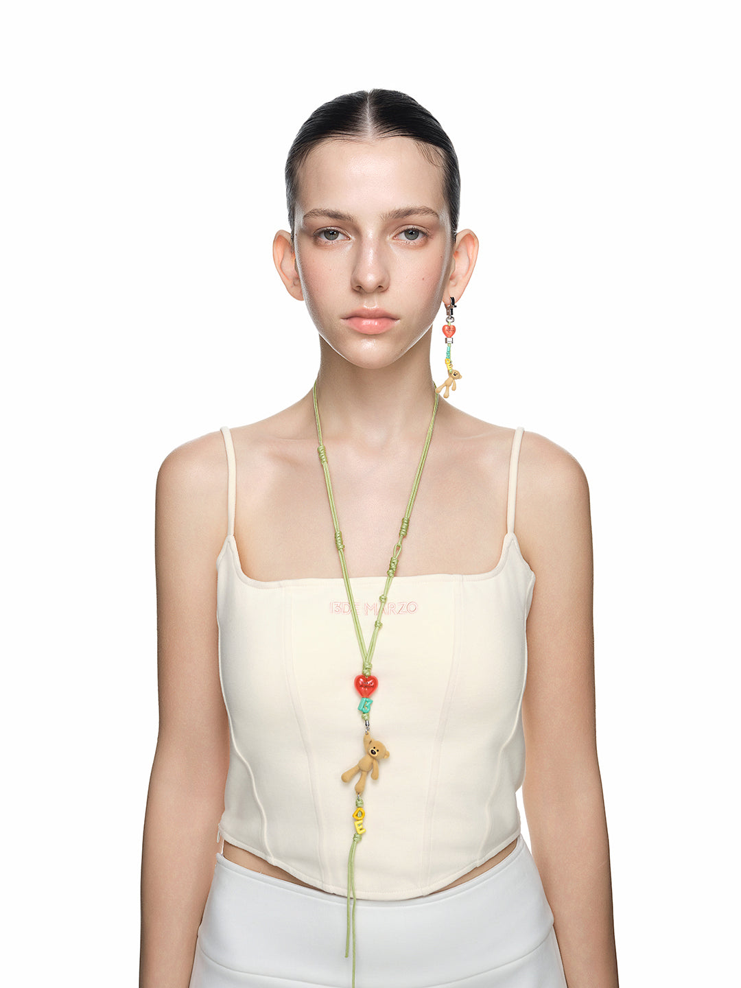 No.133じゃらじゃら✨ブレス‪orチャームෆ‪.*・゜b. 13DE MARZO Flocked Bear Pendant Necklace