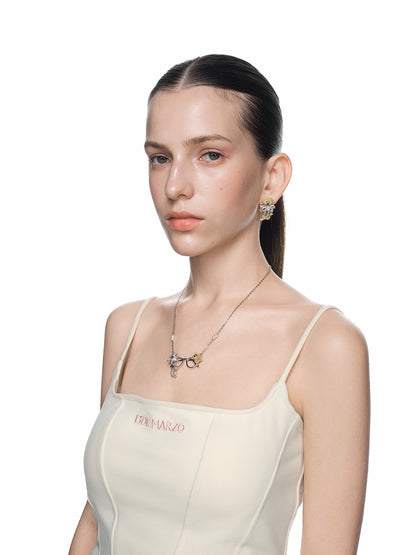 13DE MARZO Scarf Bear Crystal Rhinestone Ear Studs