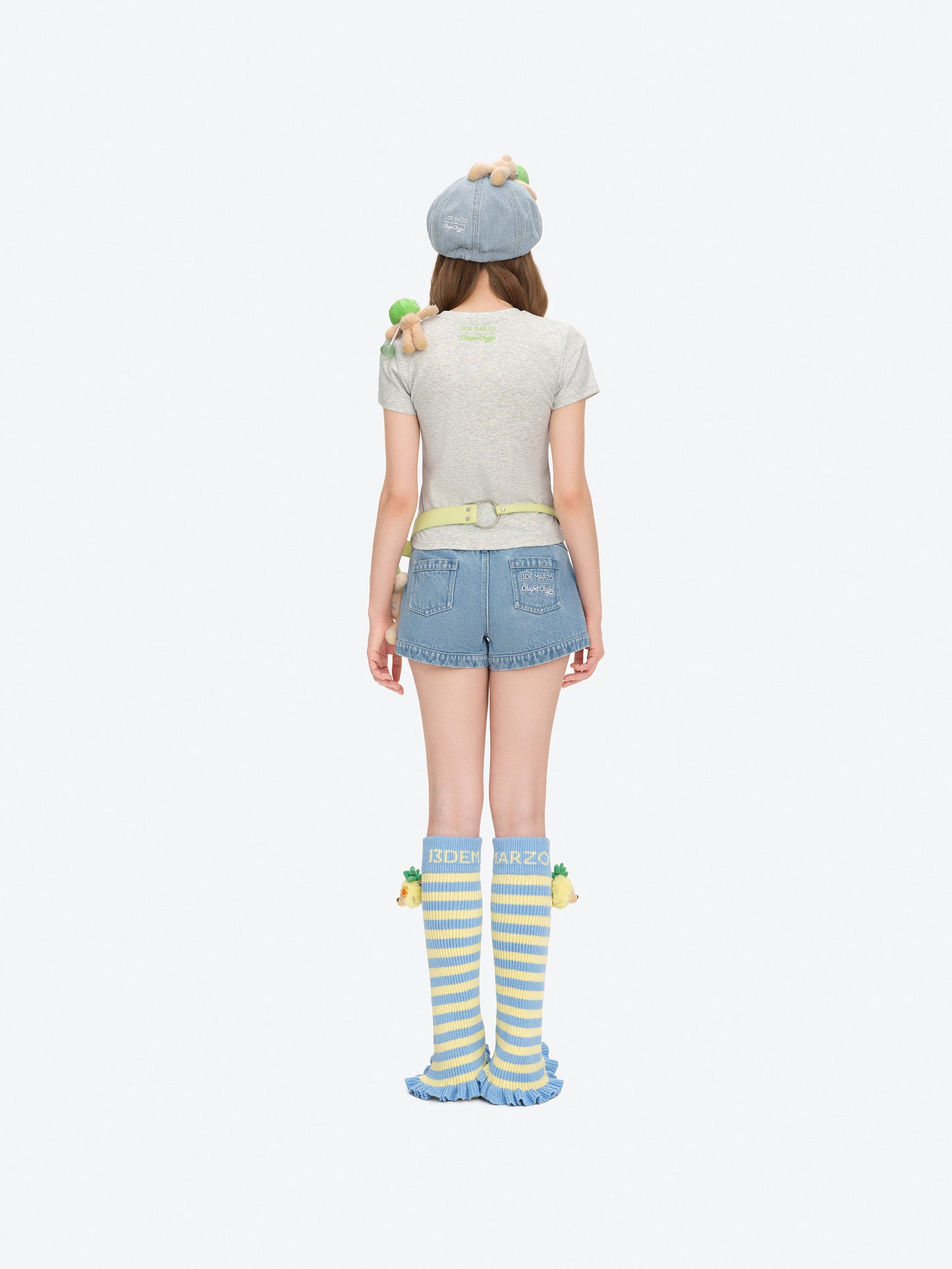 13DE MARZO Fruit Illustration Fitted T-shirt Grey - 13DE MARZO