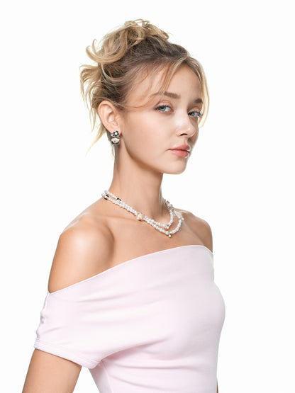 13DE MARZO Floral Bear Double Chain Necklace - 13DE MARZO