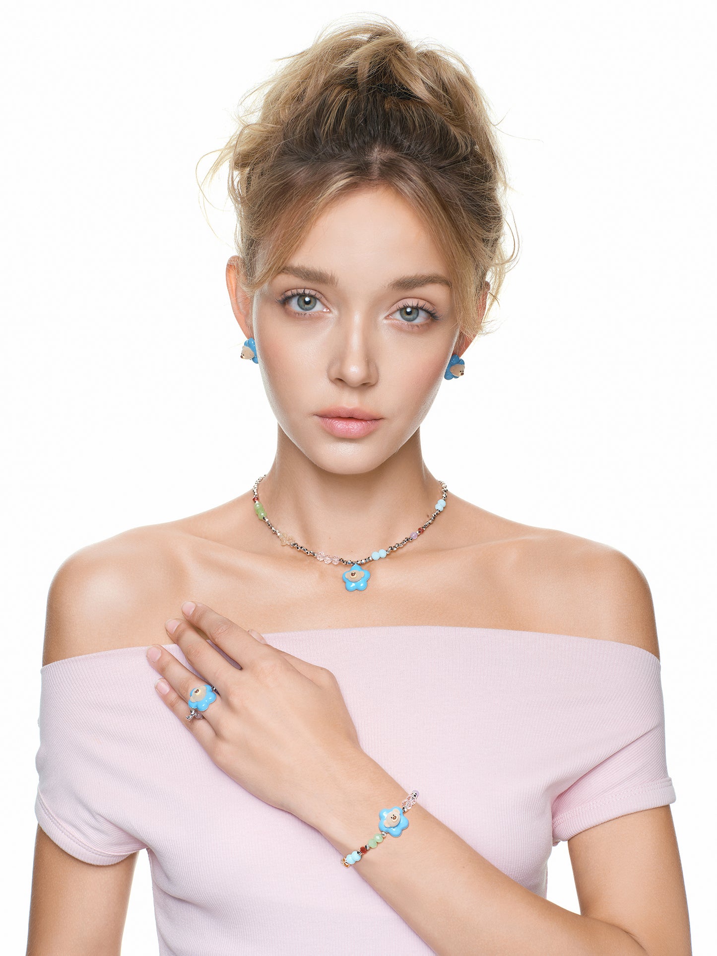 13DE MARZO Colorful Floral Bear Necklace - 13DE MARZO