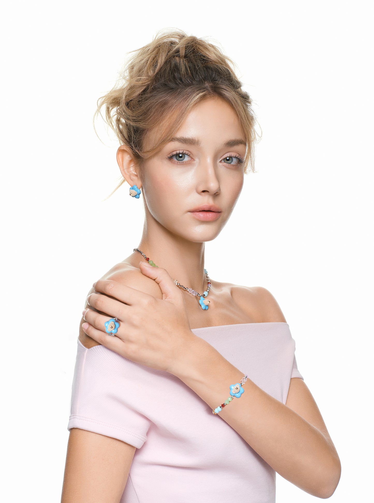 13DE MARZO Colorful Floral Bear Necklace - 13DE MARZO