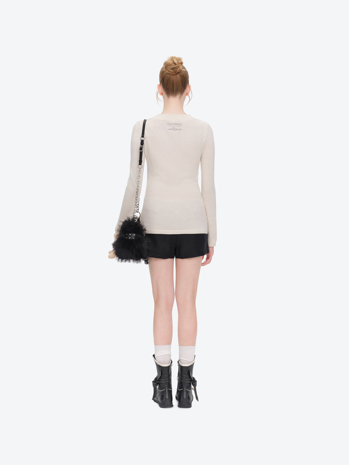 13DE MARZO Rolling Stones Furry Underarm Bag Black