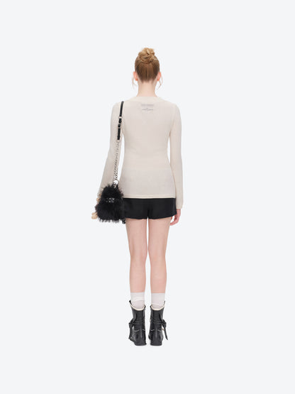 13DE MARZO Rolling Stones Furry Underarm Bag Black