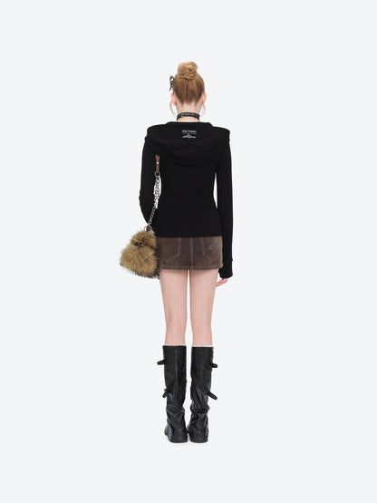 13DE MARZO Rolling Stones Furry Underarm Bag Brown