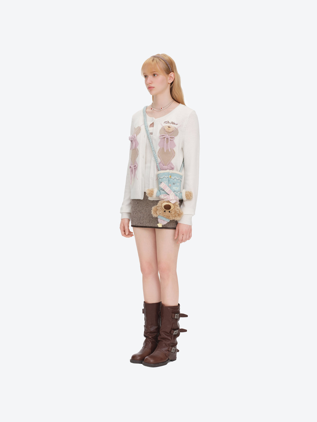 13DE MARZO Glove-Shaped Crossbody Bag Brown