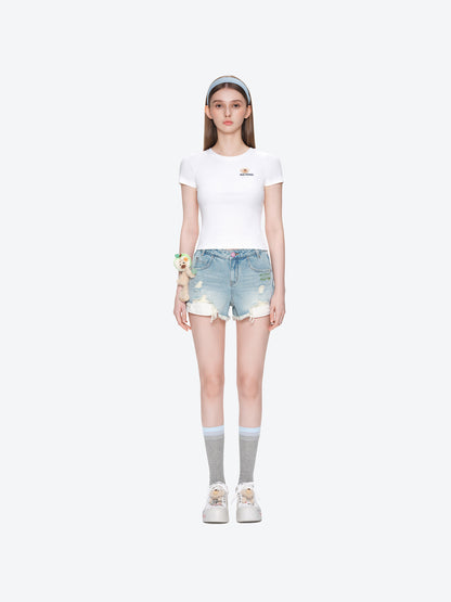 13DE MARZO Painted Canvas Shoes White