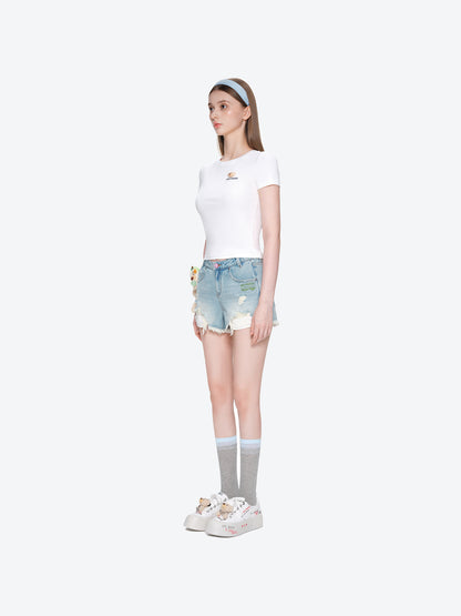 13DE MARZO Painted Canvas Shoes White