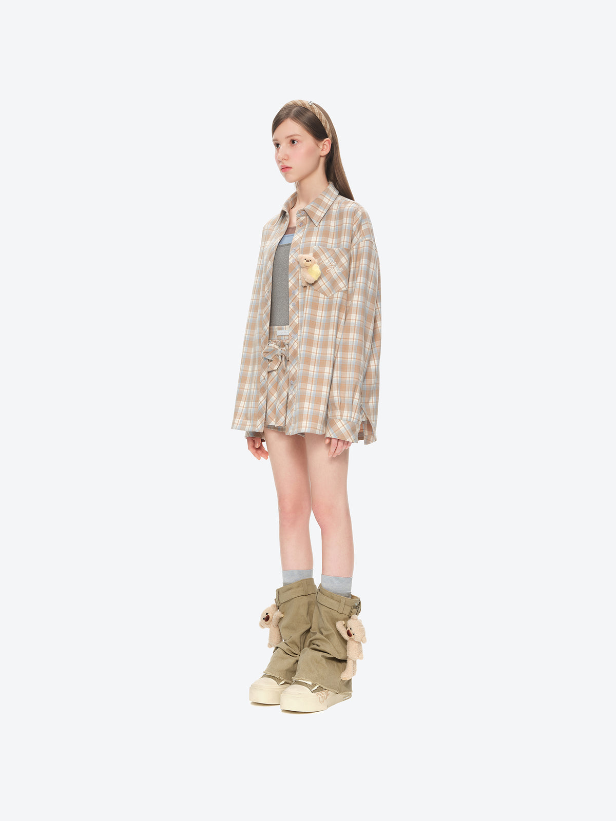 13DE MARZO Detachable Platform Canvas Slouch Boots Khaki