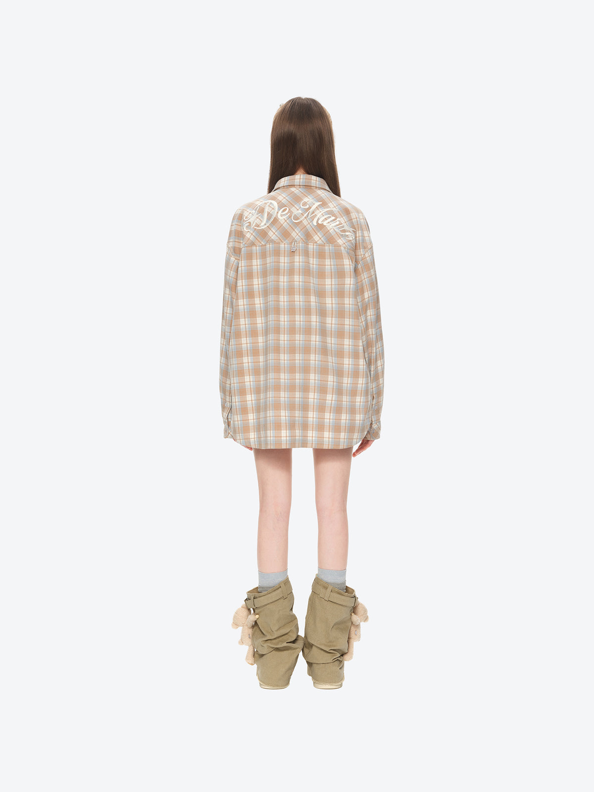 13DE MARZO Detachable Platform Canvas Slouch Boots Khaki