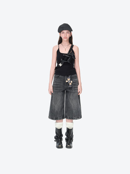 13DE MARZO Rainy Day Jorts Black