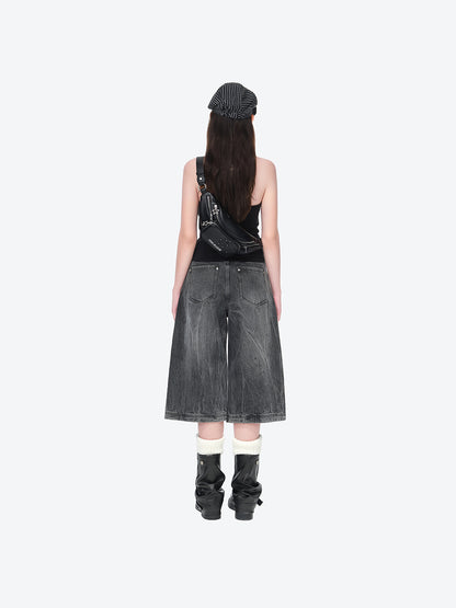 13DE MARZO Rainy Day Jorts Black