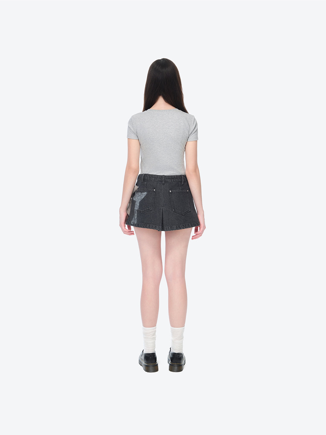 13DE MARZO Misposition Printing Denim Dress Black - 13DE MARZO