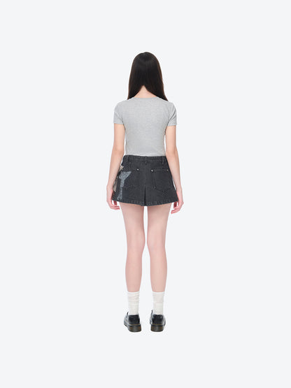 13DE MARZO Misposition Printing Denim Dress Black - 13DE MARZO