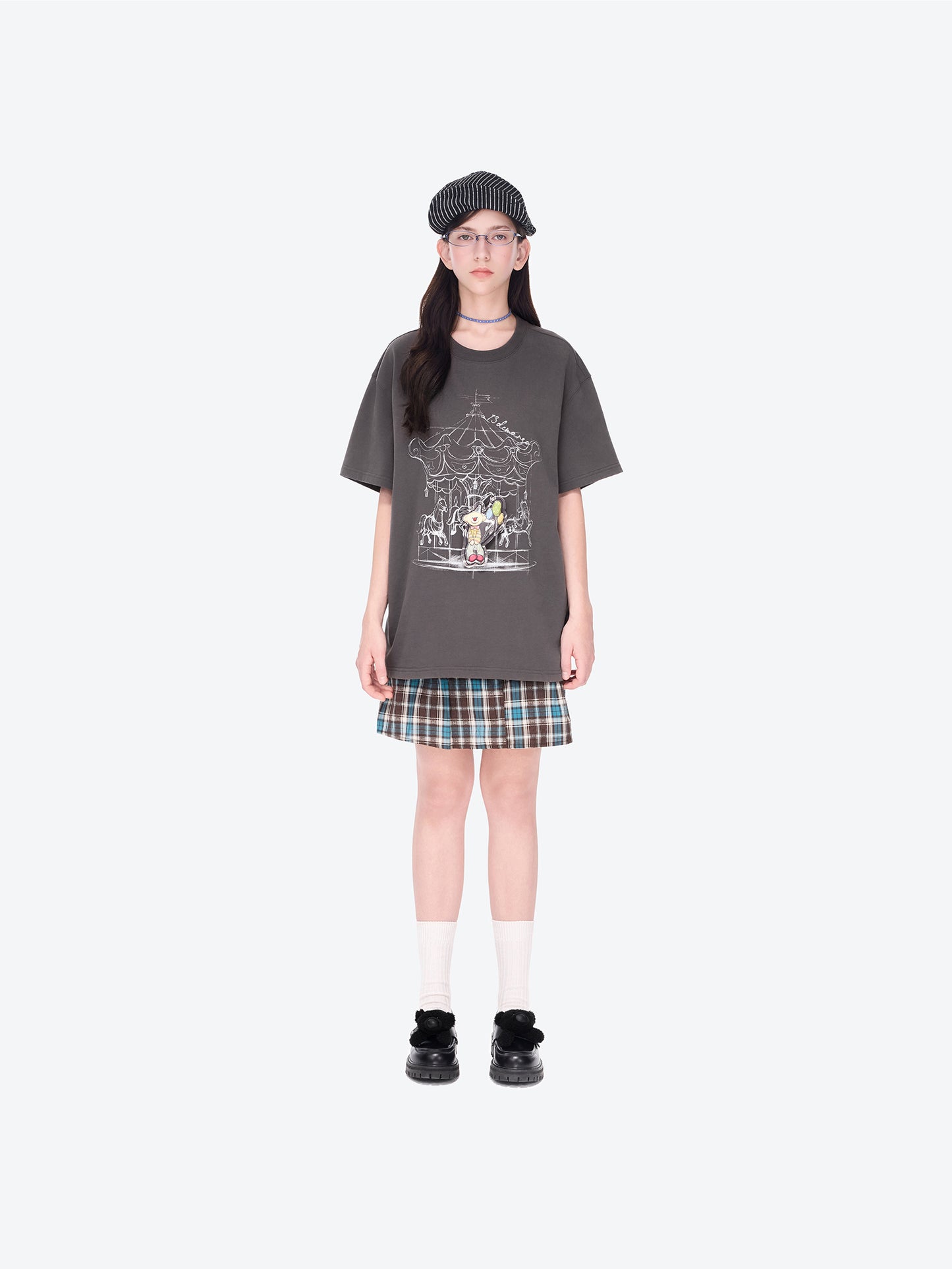 13DE MARZO Carousel Clown Bear T-shirt Grey - 13DE MARZO