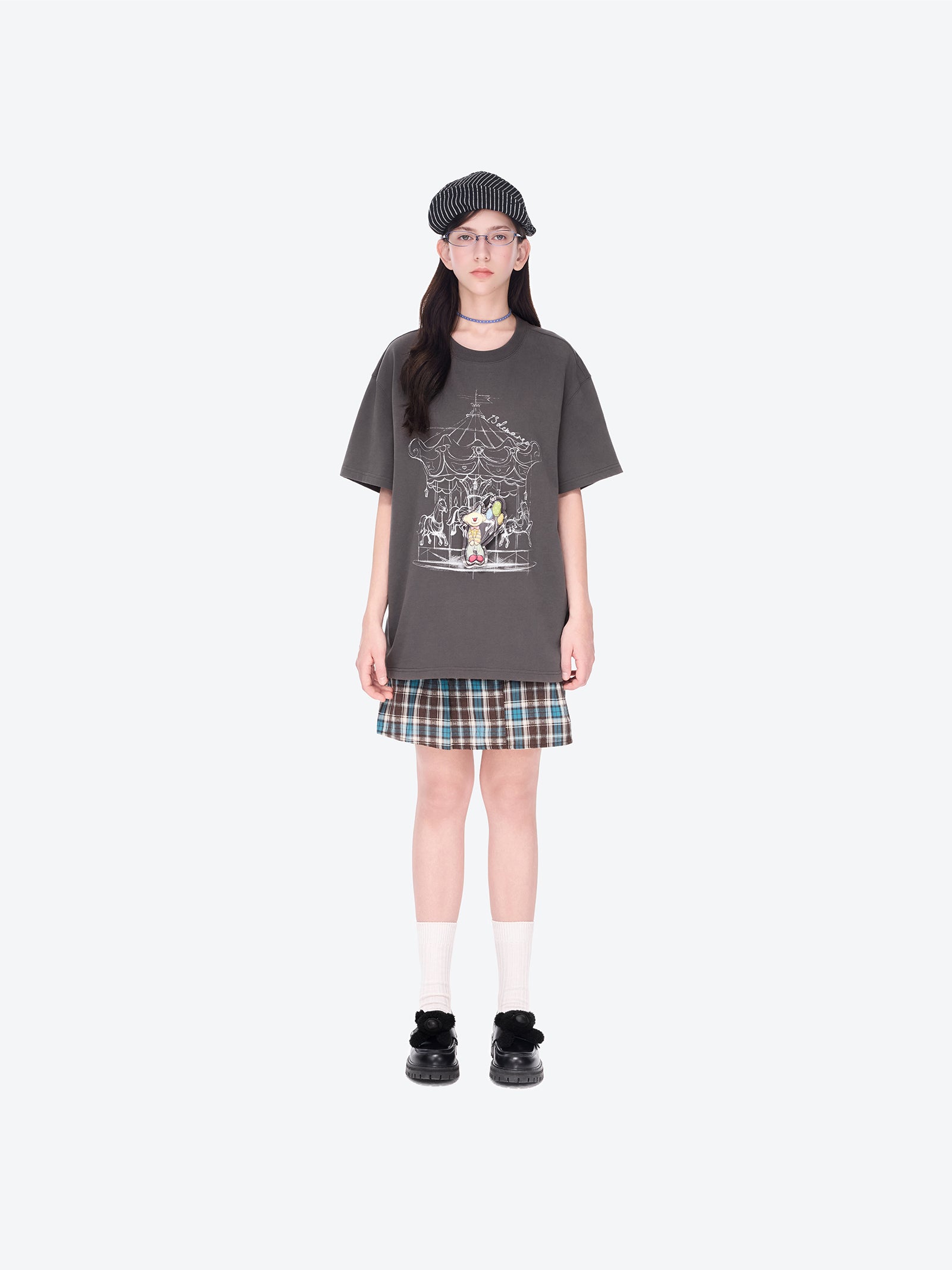 13DE MARZO Carousel Clown Bear T-shirt Grey - 13DE MARZO