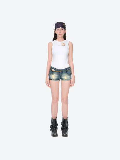 13DE MARZO Metal Waist Chain Jorts - 13DE MARZO