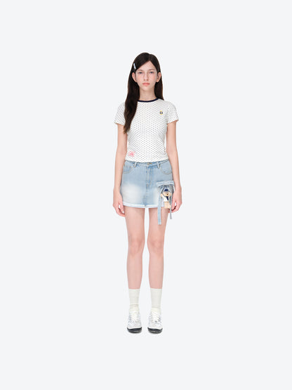 13DE MARZO Sailor Bear Denim Skirt Blue - 13DE MARZO