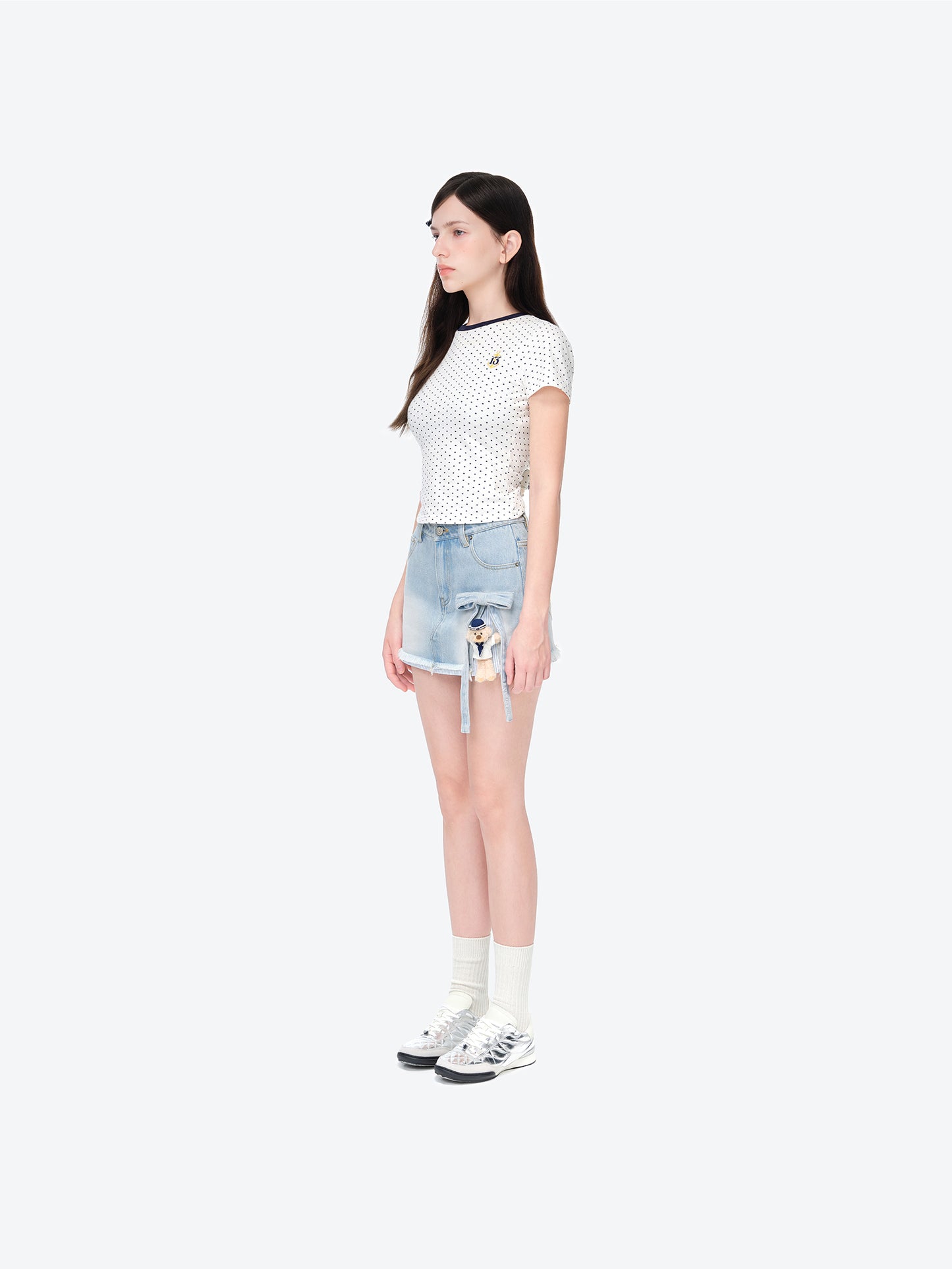 13DE MARZO Sailor Bear Denim Skirt Blue - 13DE MARZO