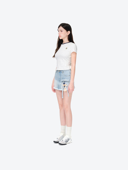 13DE MARZO Sailor Bear Denim Skirt Blue - 13DE MARZO