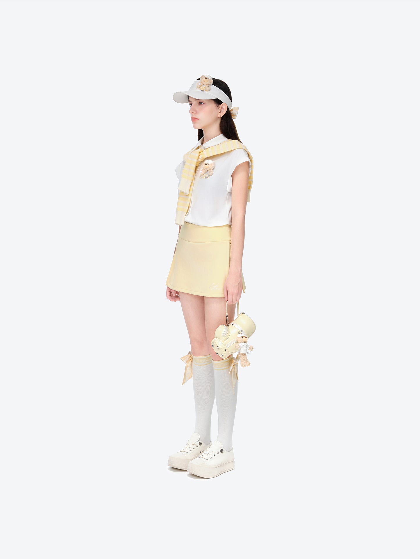 13DE MARZO Golf Split-Hem Sweat Skort Yellow - 13DE MARZO