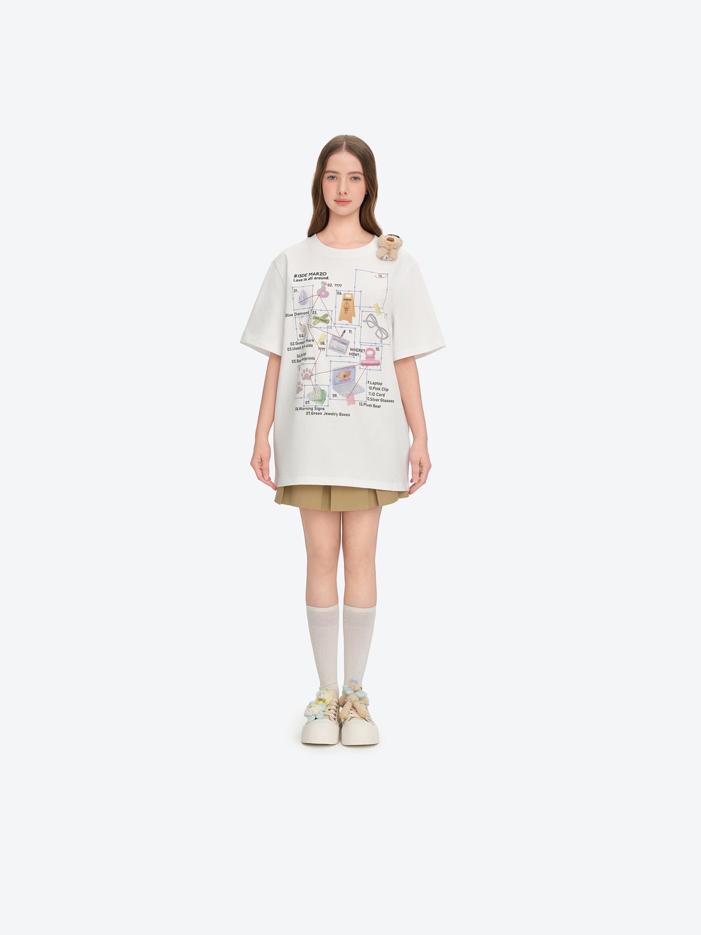 13DE MARZO Floral Butterfly Bear Backless Shoes White - 13DE MARZO