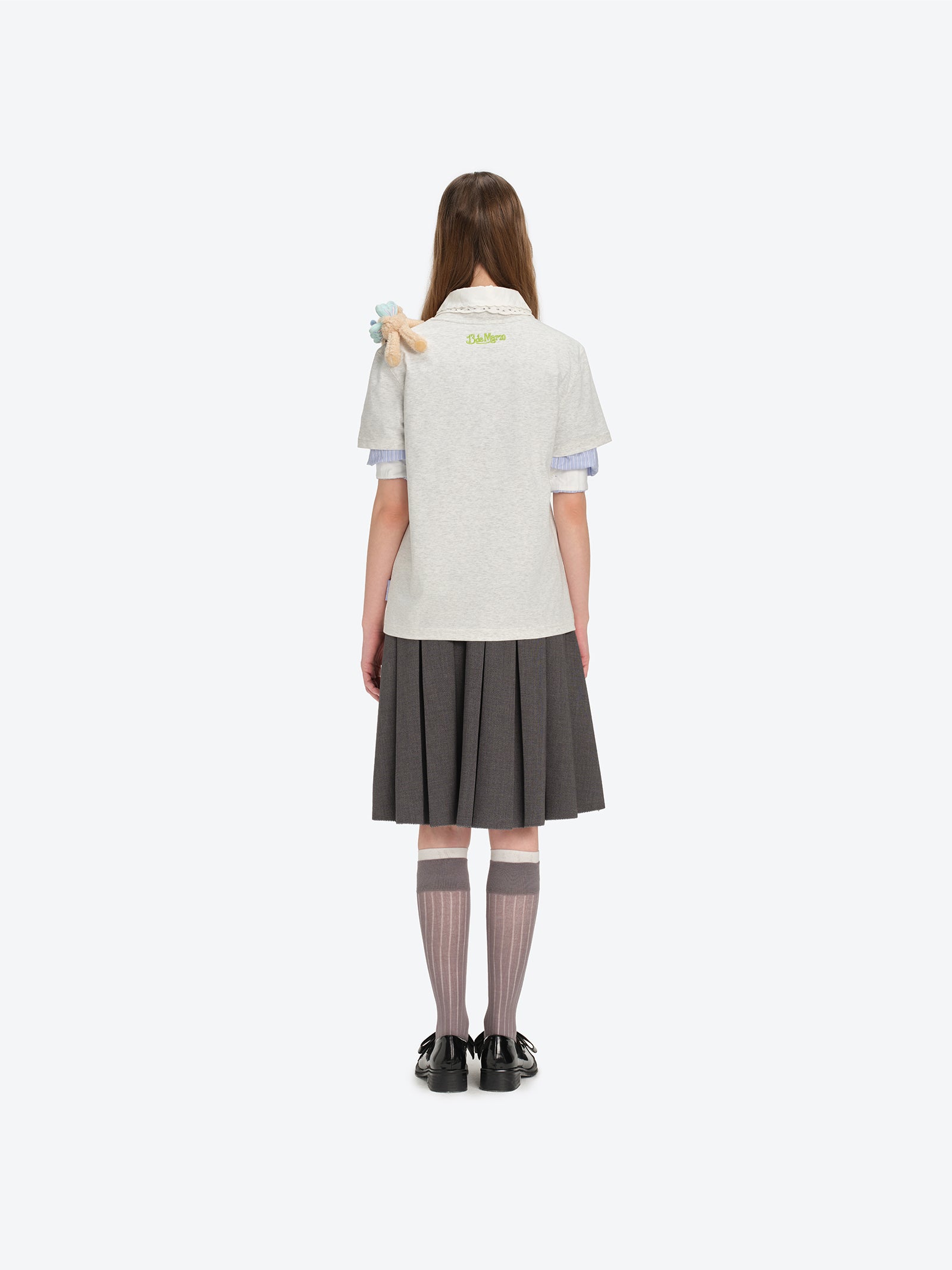 13DE MARZO Floral Bear Illustration T-Shirt Grey - 13DE MARZO