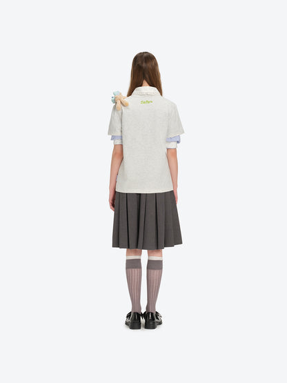 13DE MARZO Floral Bear Illustration T-Shirt Grey - 13DE MARZO