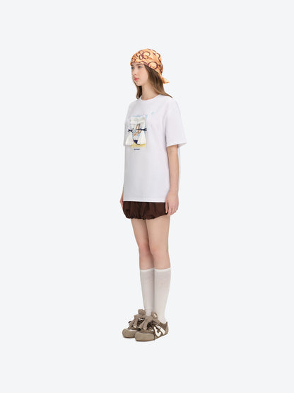 13DE MARZO Patchwork Bear Bath Scene T-shirt White - 13DE MARZO