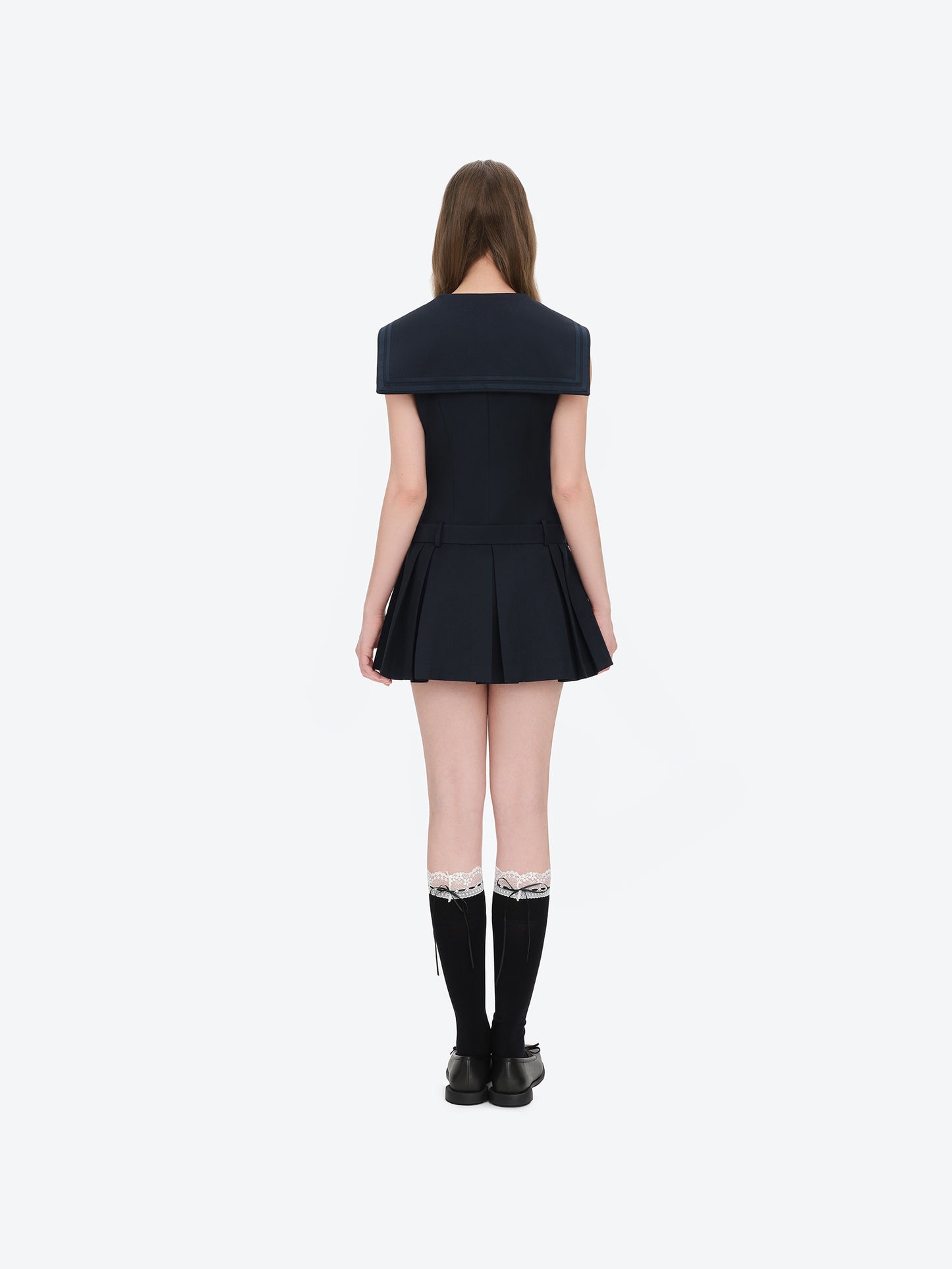 13DE MARZO Sailor Collar Dress Two-Piece Set Navy Blue - 13DE MARZO