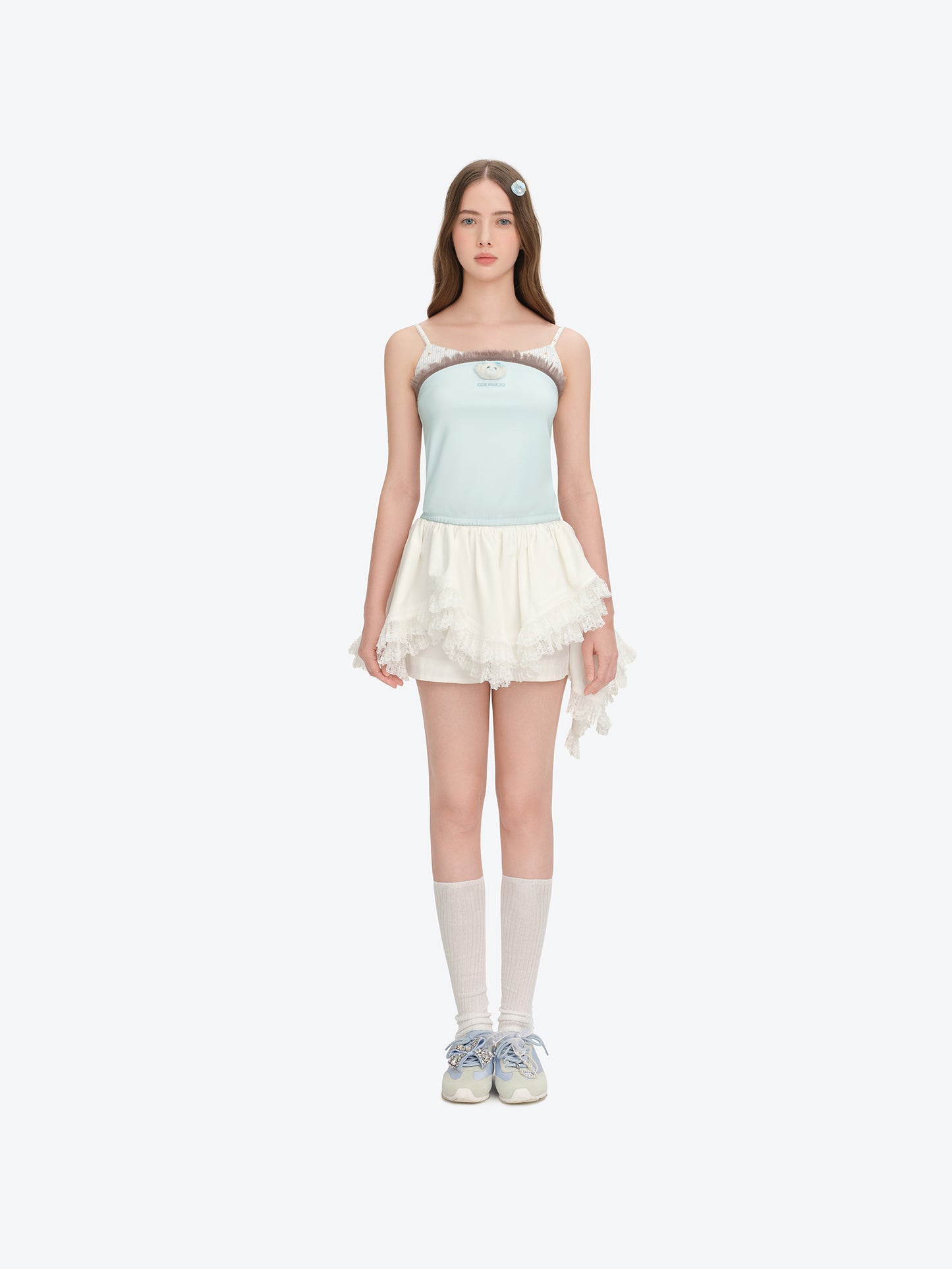 13DE MARZO Two-piece Style Fringe Camisole Blue