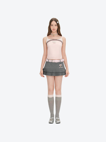 13DE MARZO Two-piece Style Fringe Camisole Pink