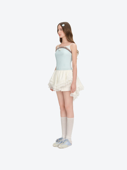 13DE MARZO Two-piece Style Fringe Camisole Blue