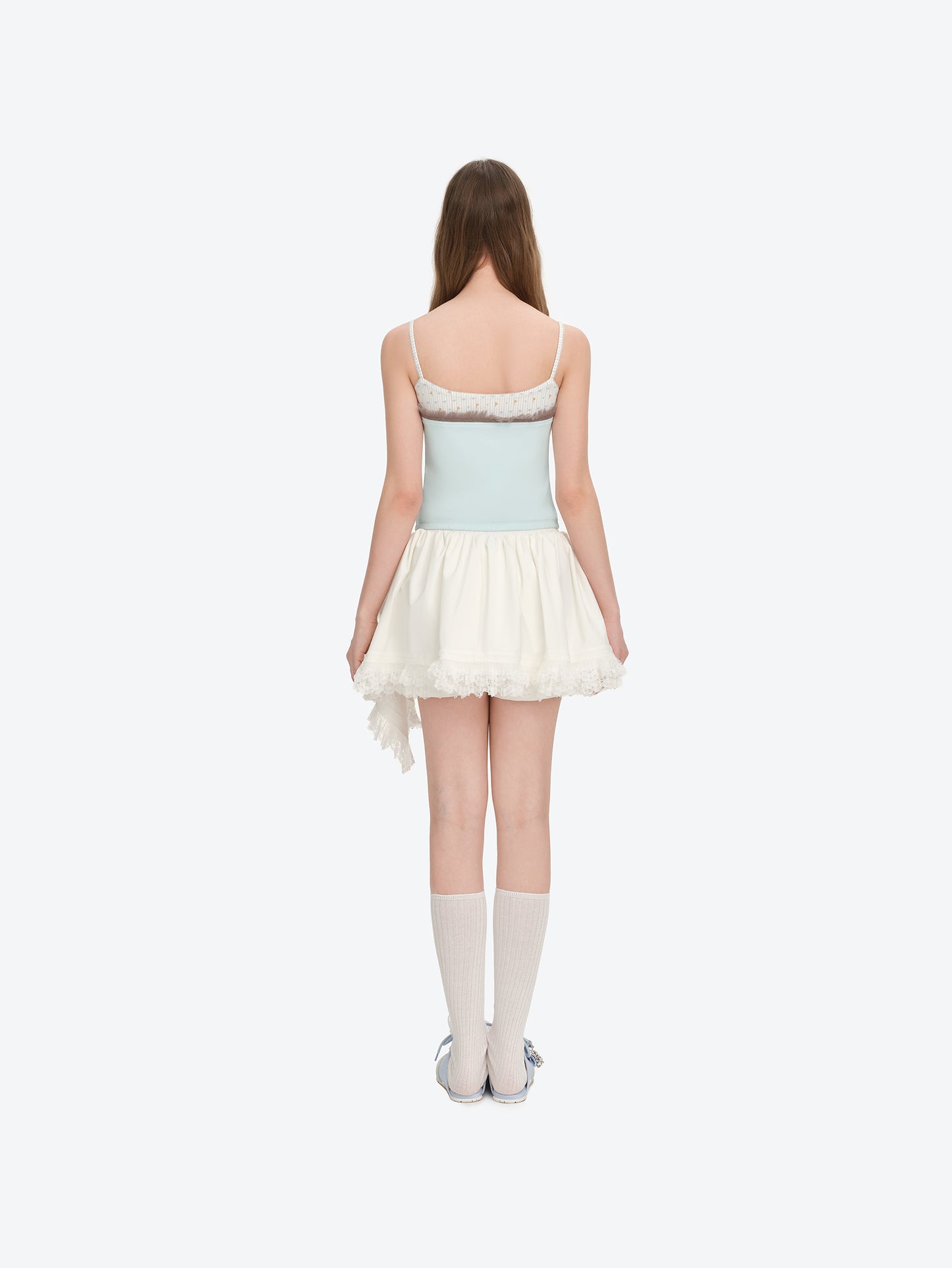 13DE MARZO Two-piece Style Fringe Camisole Blue
