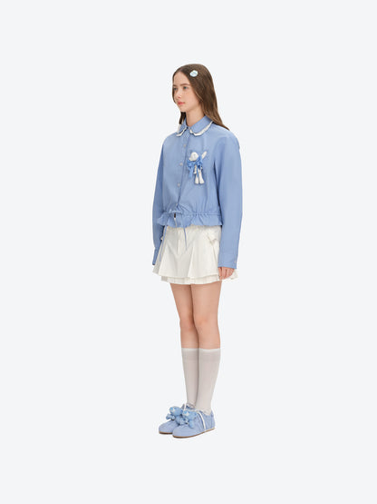 13DE MARZO Smocked Ruffle Trim Blouse
