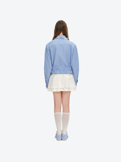 13DE MARZO Smocked Ruffle Trim Blouse