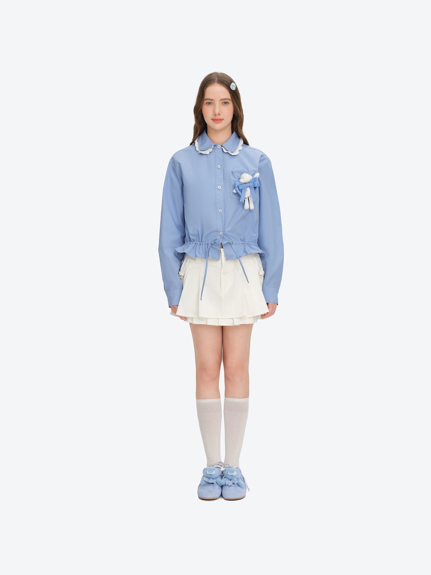 13DE MARZO Smocked Ruffle Trim Blouse
