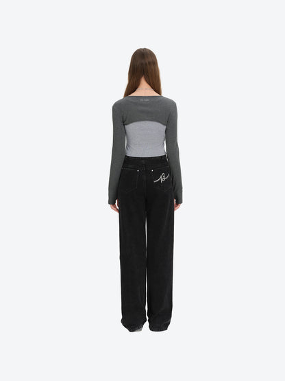 13DE MARZO Bear Fork Crinkle Jeans