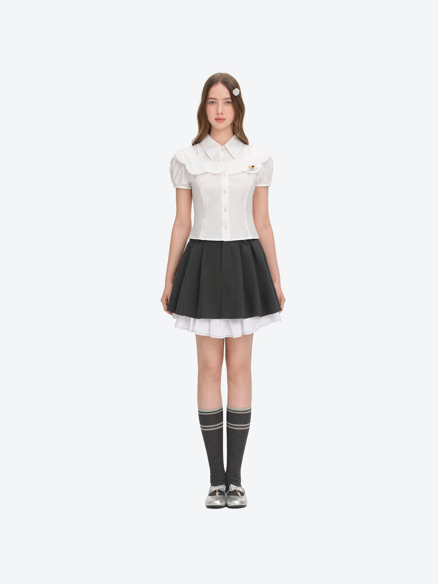 13DE MARZO Patchwork Two-Piece Style Shirt White - 13DE MARZO