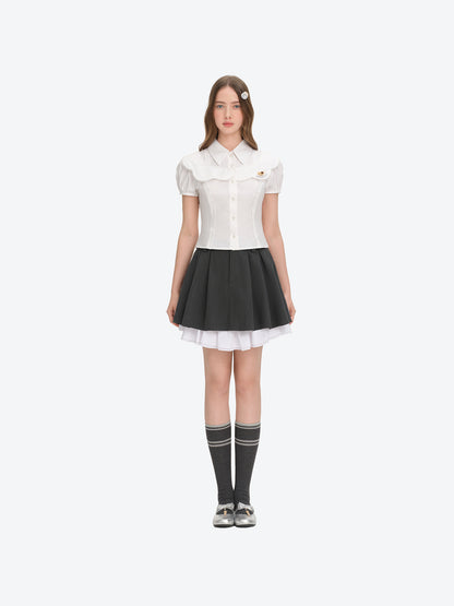 13DE MARZO Patchwork Two-Piece Style Shirt White - 13DE MARZO