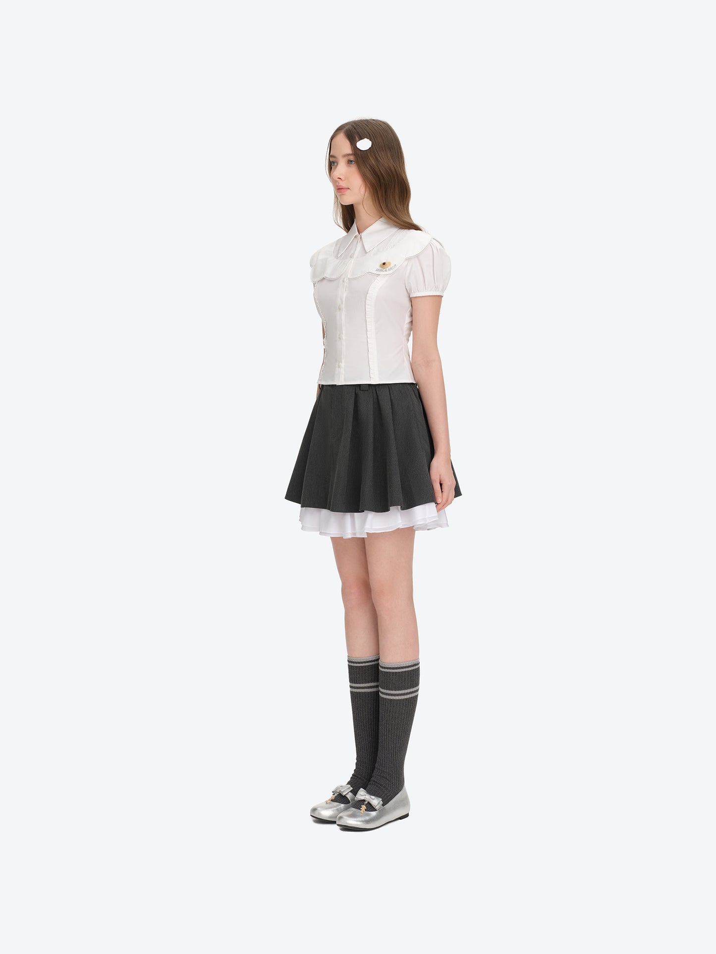 13DE MARZO Patchwork Two-Piece Style Shirt White - 13DE MARZO