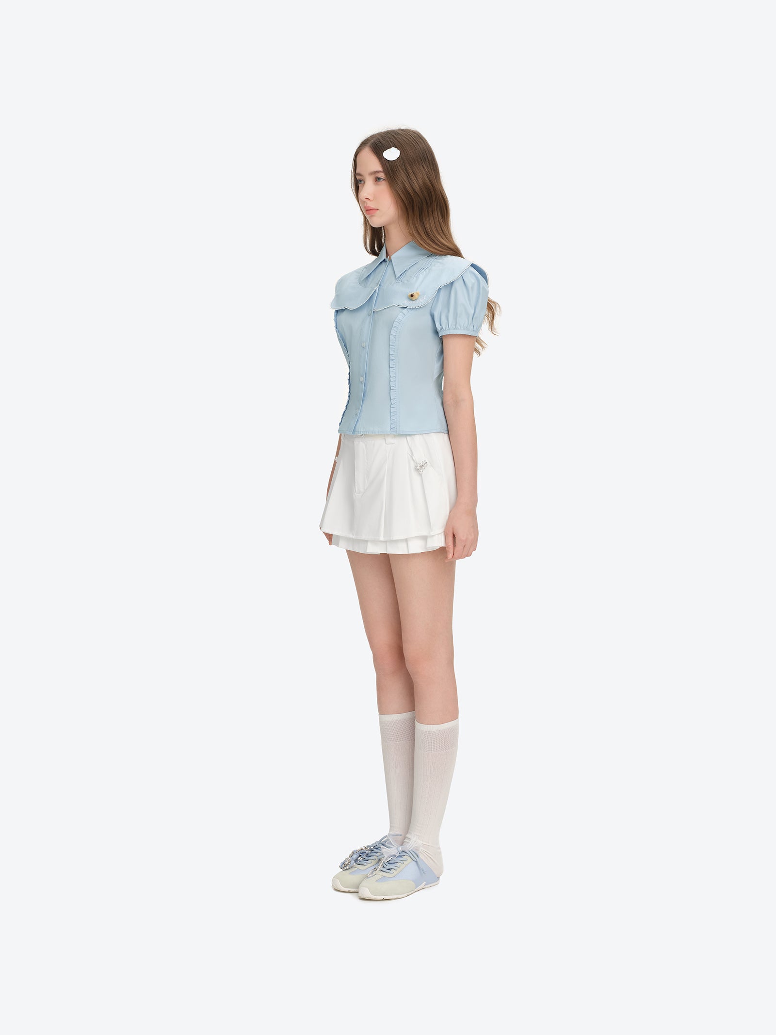 13DE MARZO Patchwork Two-Piece Style Shirt Blue - 13DE MARZO