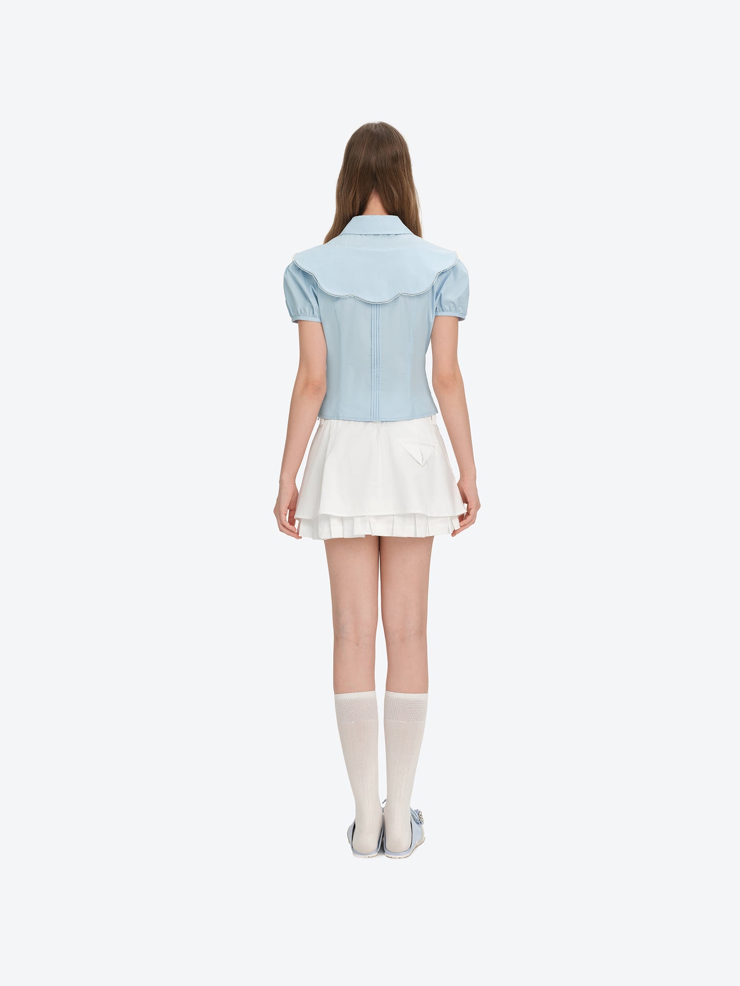 13DE MARZO Patchwork Two-Piece Style Shirt Blue - 13DE MARZO