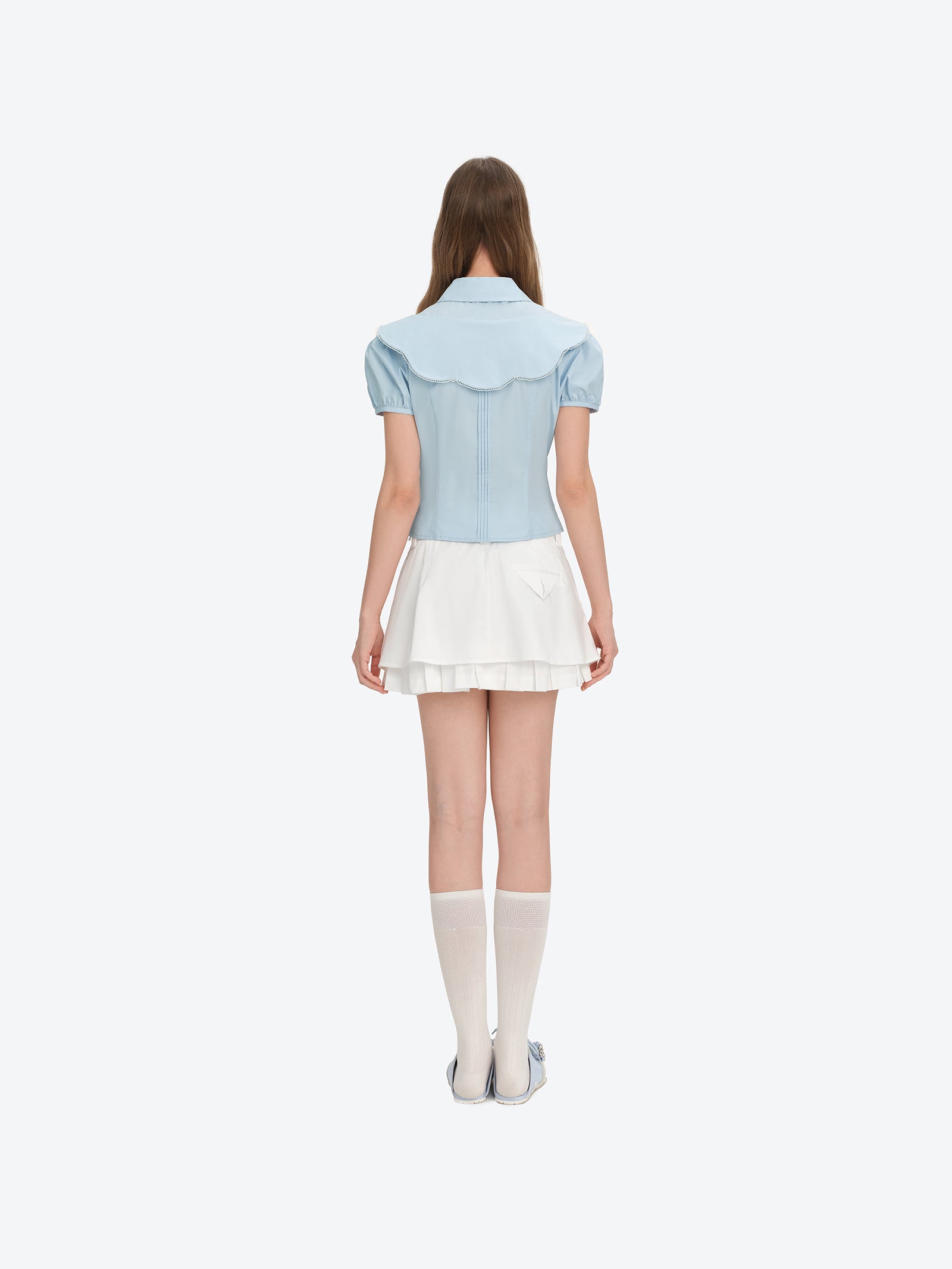 13DE MARZO Patchwork Two-Piece Style Shirt Blue - 13DE MARZO