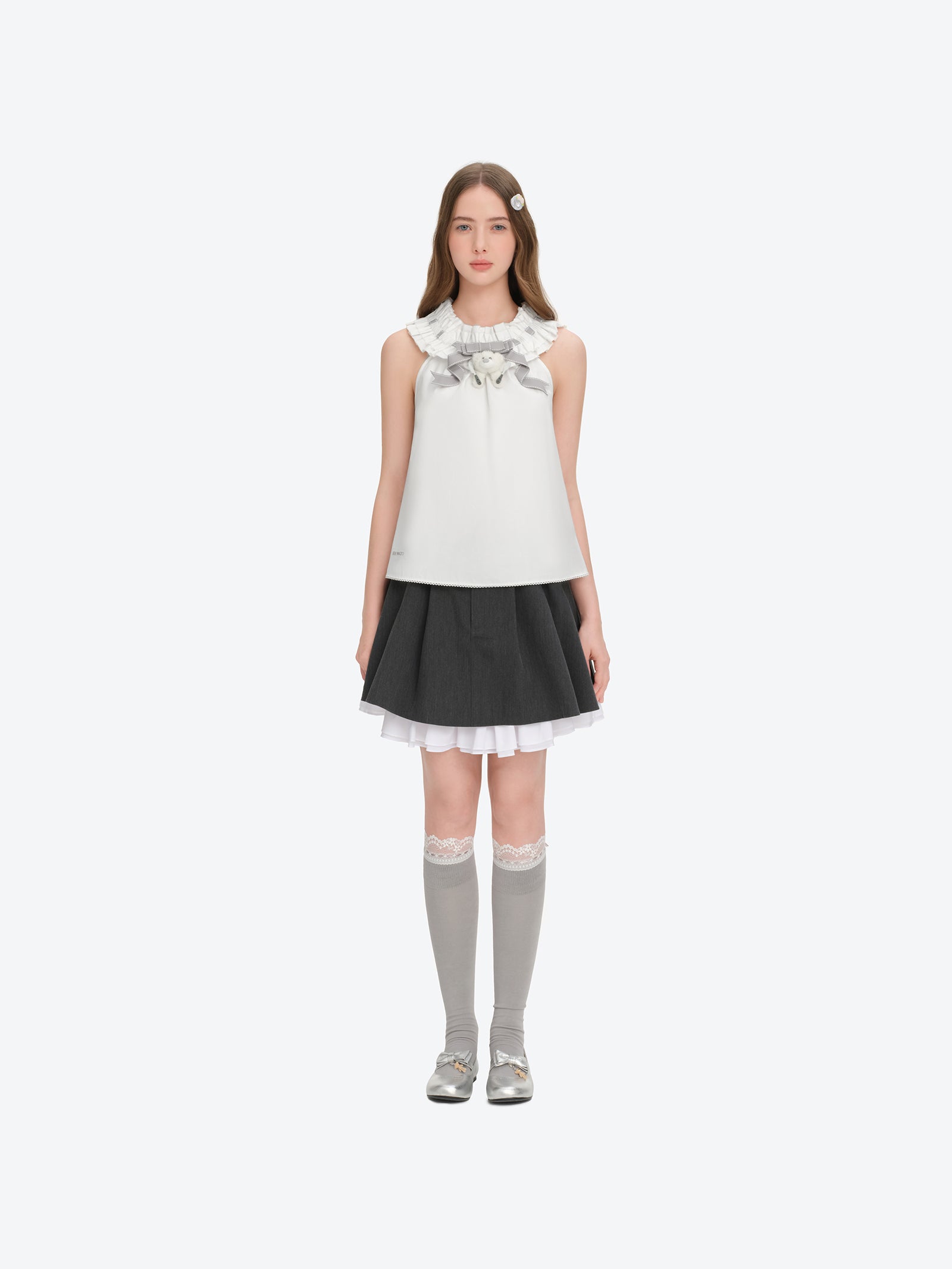 13DE MARZO Smocked Lace Trim Vest - 13DE MARZO