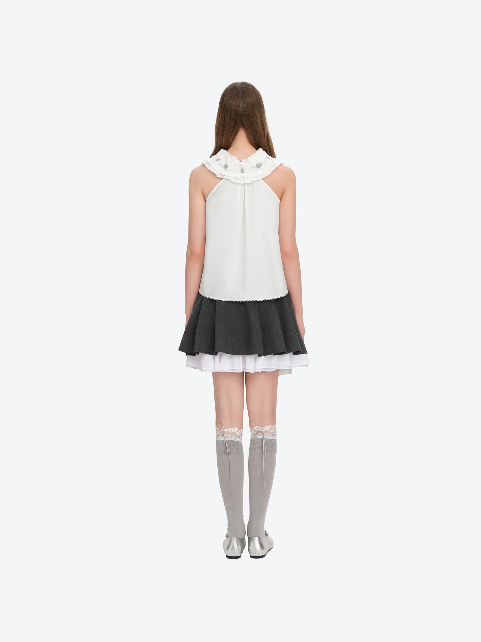 13DE MARZO Smocked Lace Trim Vest - 13DE MARZO