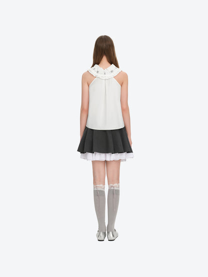 13DE MARZO Smocked Lace Trim Vest - 13DE MARZO